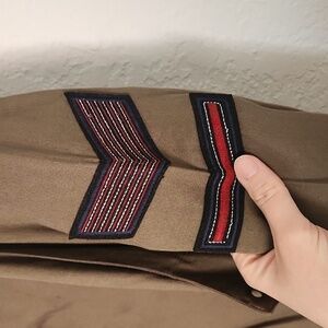 Pause Military Patch Olive Green Open Front Waterfall Jacket. Size Small